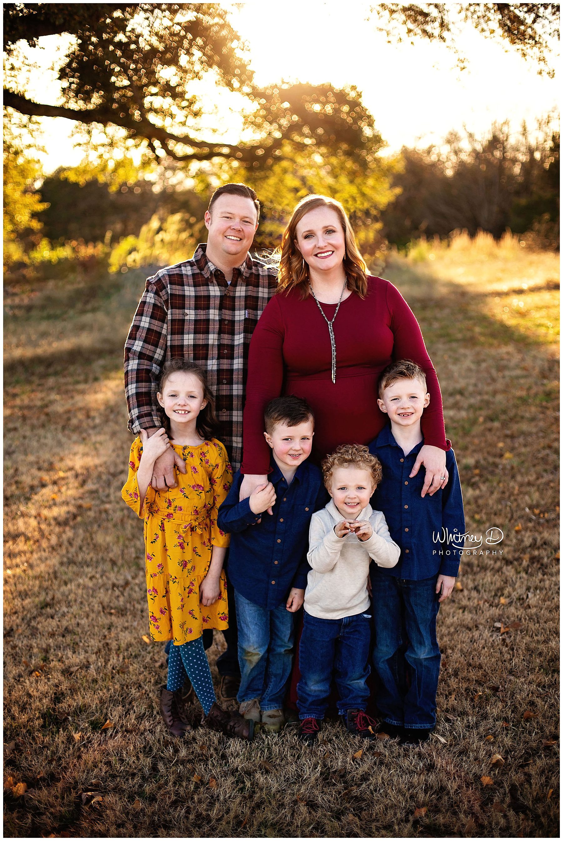 Family of six fall family photo with Whitney D. Photography in Central Arkansas