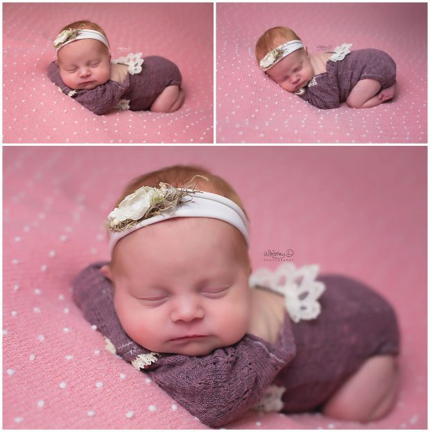 Newborn in romper at Whitney D. Photography in Conway, Arkansas