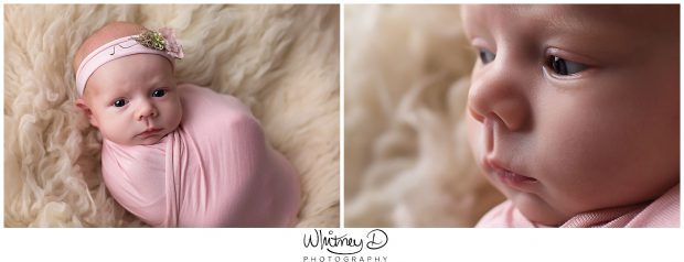 Newborn in pink wrap at Whitney D. Photography in Conway, Arkansas