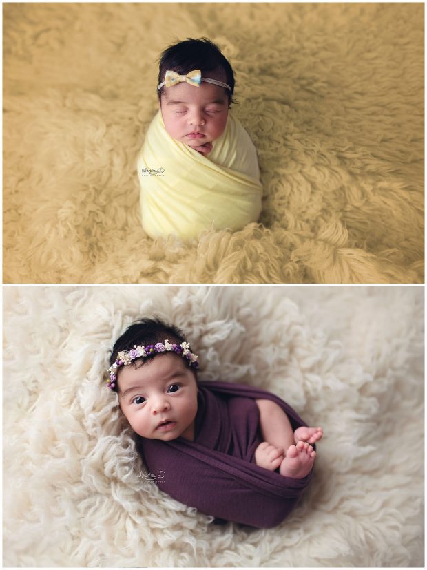Newborn baby on wrapped up at Whitney D. Photography in Conway, Arkansas