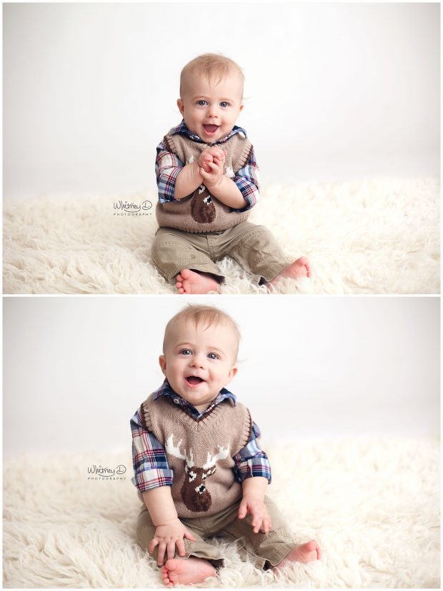 Baby boy sitting up at Whitney D. Photography in Conway, Arkansas