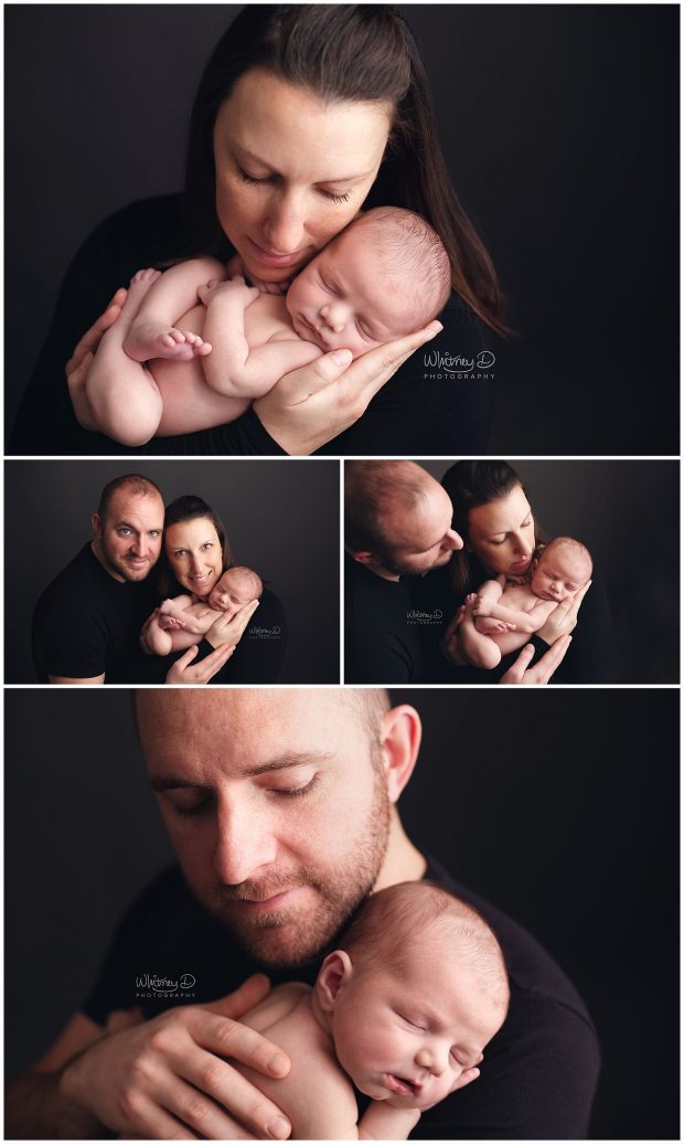 Newborn baby boy with mom and dad at Whitney D. Photography in Conway, Arkansas